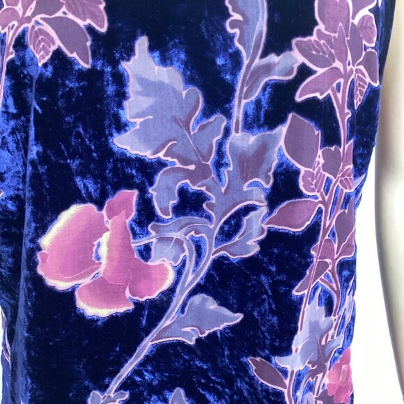 Skies Are Blue Velvet Floral Halter Dress Size Medium Shift Keyhole - Picture 7 of 8